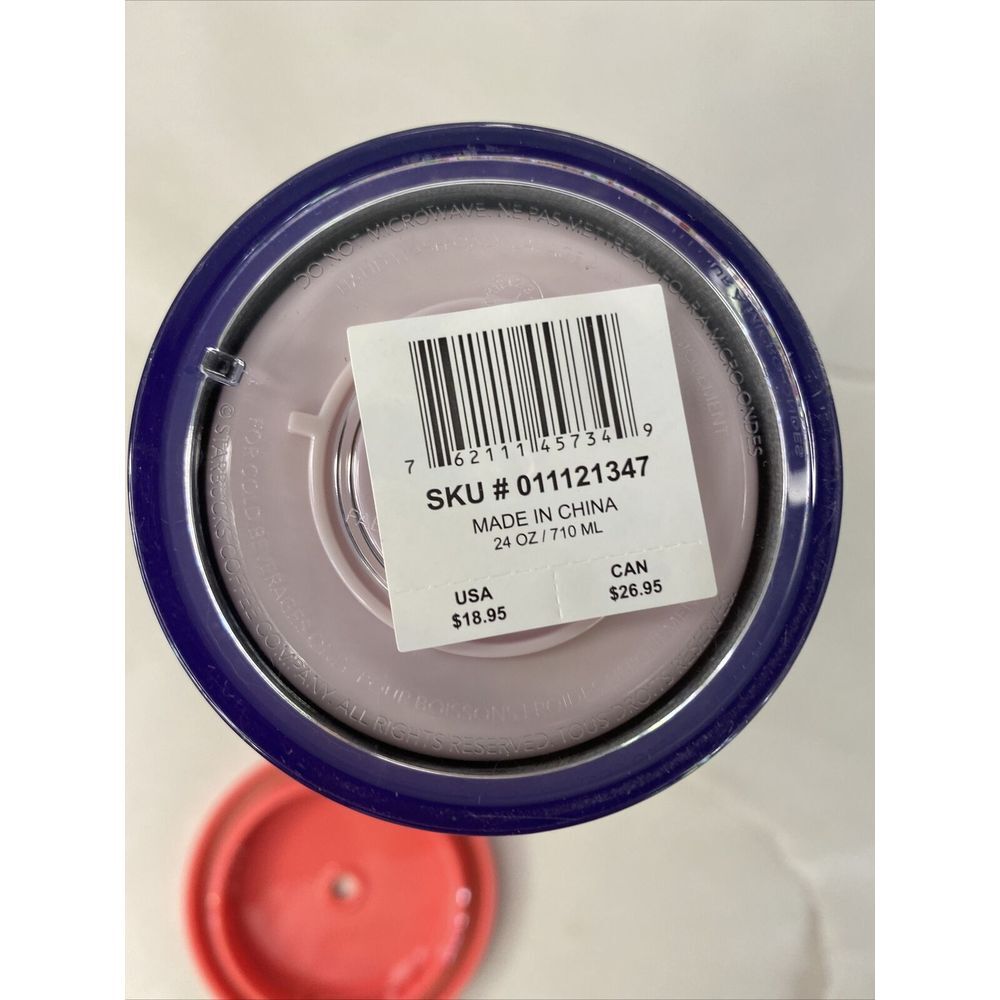 Starbucks Glitter Heart Valentine 2021 Love Pink Purple Acrylic Cup Tumbler 24oz - Picture 9 of 9